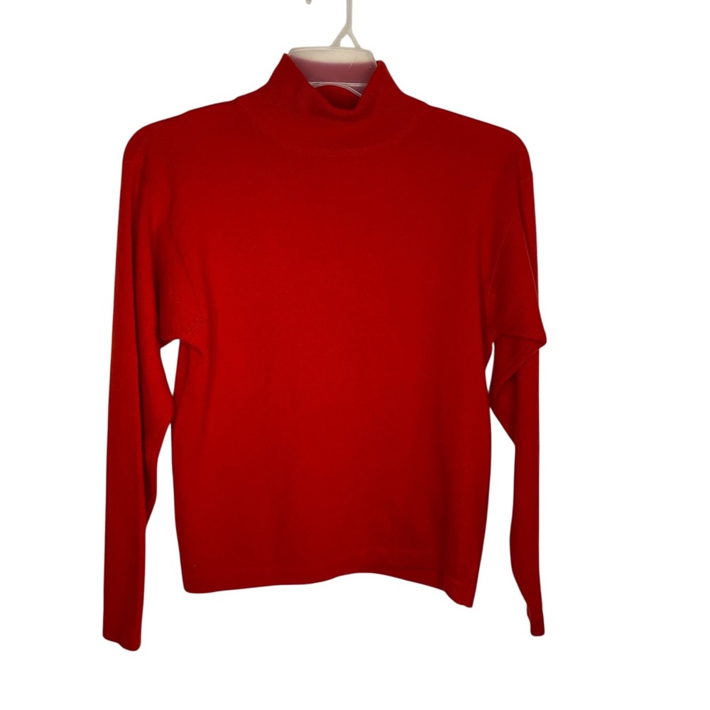 Bloomingdales Womens Red 100% Cashmere Turtleneck Pullover Sweater Size Medium